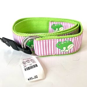 Douglas Paquette Canvas Frog Pattern Belt NWT